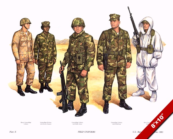 USMC UNITED STATES MARINES 1980’S COMBAT UNIFORMS PAINTING ART REAL ...